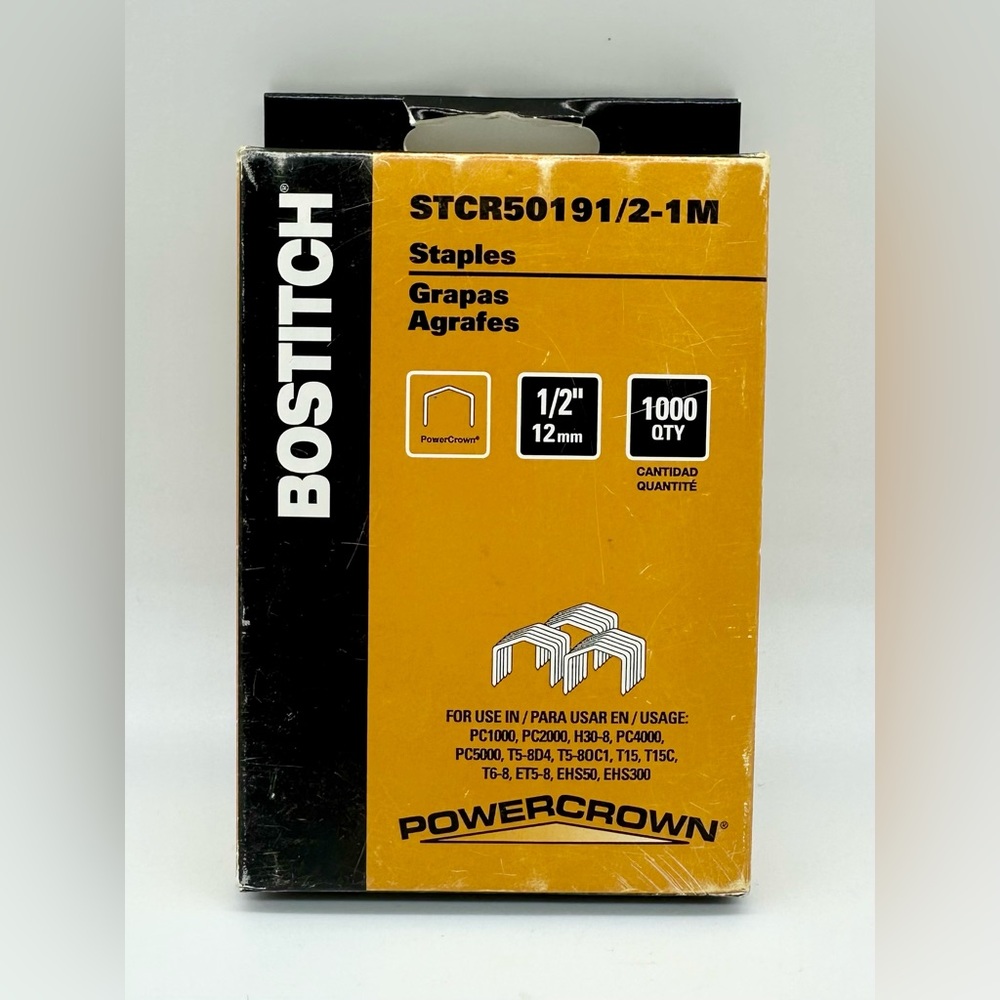 Set of 4 Boxes of Stanley Bostitch STCR50191/2-1M Crown Staples 1/2", 1000/Pack